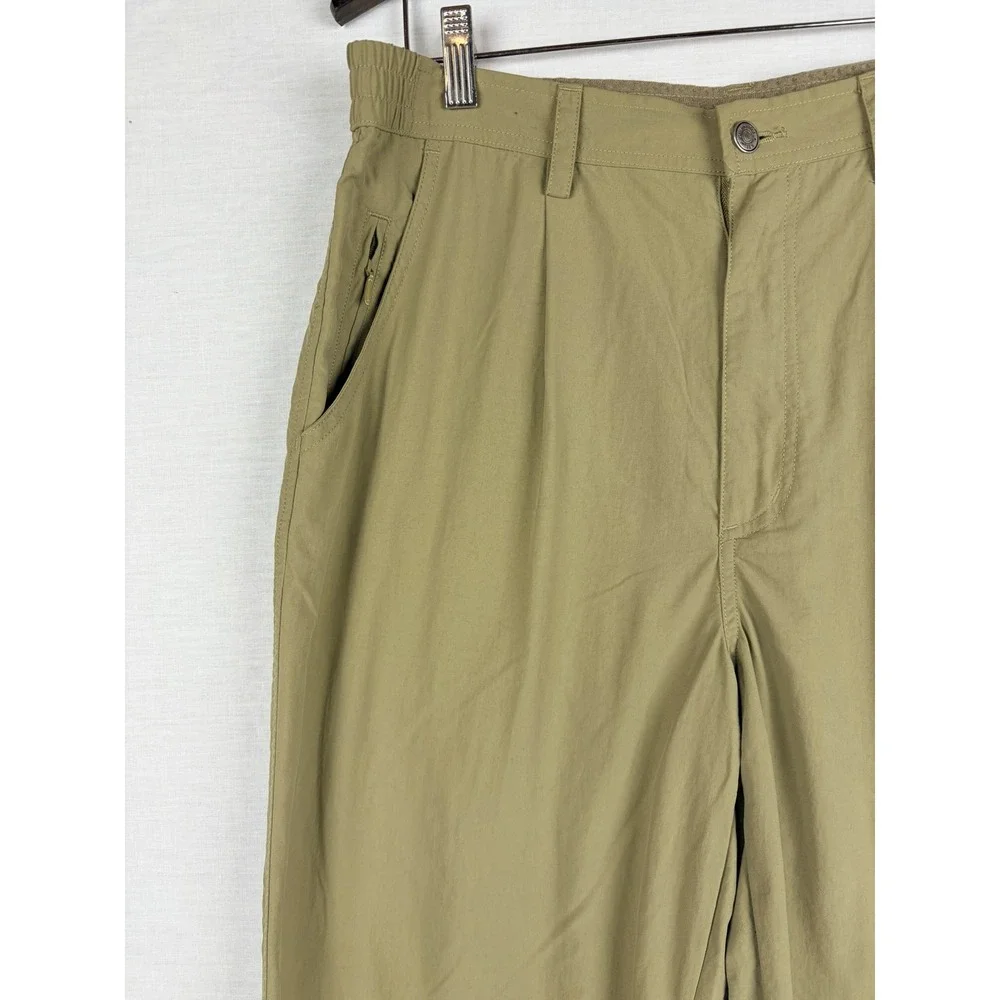 REI Co-op Mens Pleated Hiking Pants Tan Khaki Outdoor Trekking Ankle Zip L‎